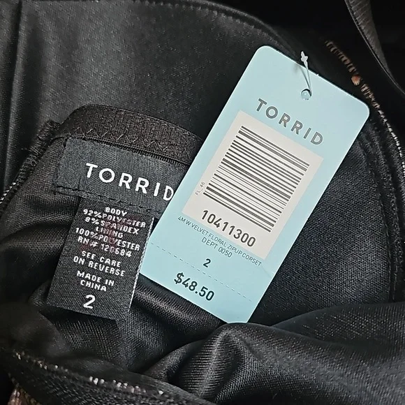 Torrid Sexy-Velvet Floral ZipUp Corset NWT $48 Size 2 - Picture 8 of 9